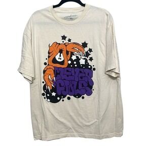 Clever Fools Mens White 100% Cotton Graphic Crew Neck Short Sleeve T-Shirt Sz XL